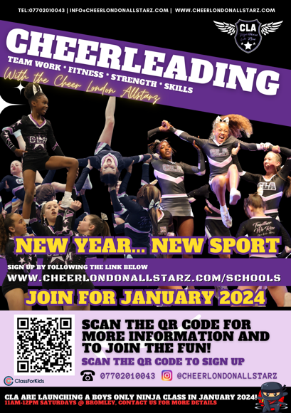 Cheerleading classes for Spring Half term1 2024