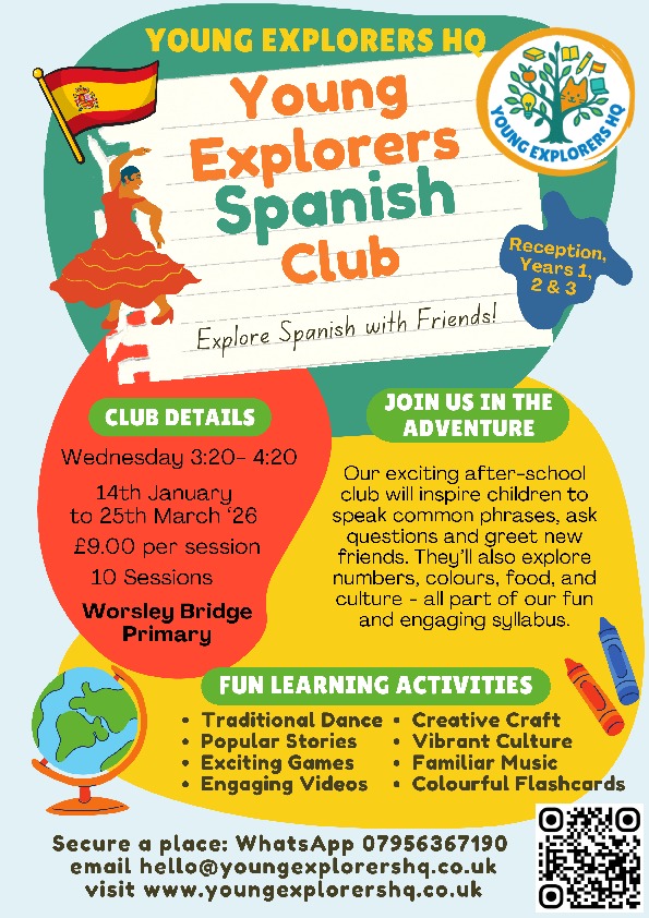 Young Explorers HQ Spanish Club at Worsley Bridge Primary School for Spring 26